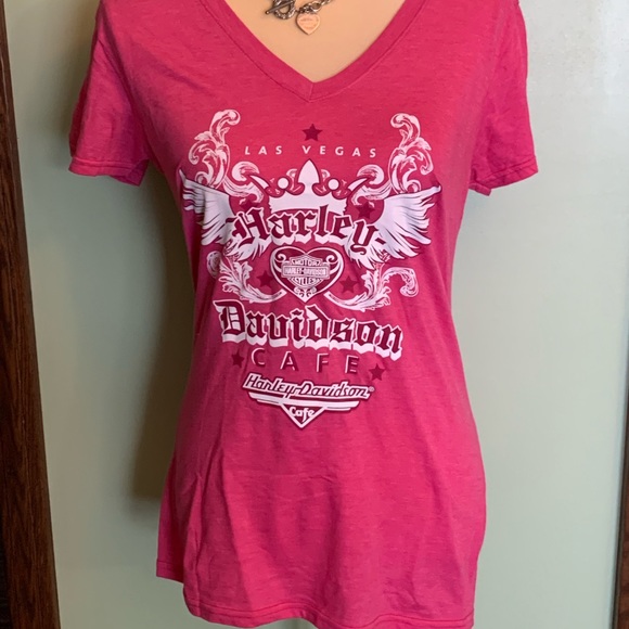 Harley Davidson short sleeve pink size L - Picture 1 of 2